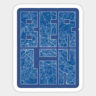 Berlin, Germany City Map Typography - Blueprint Sticker